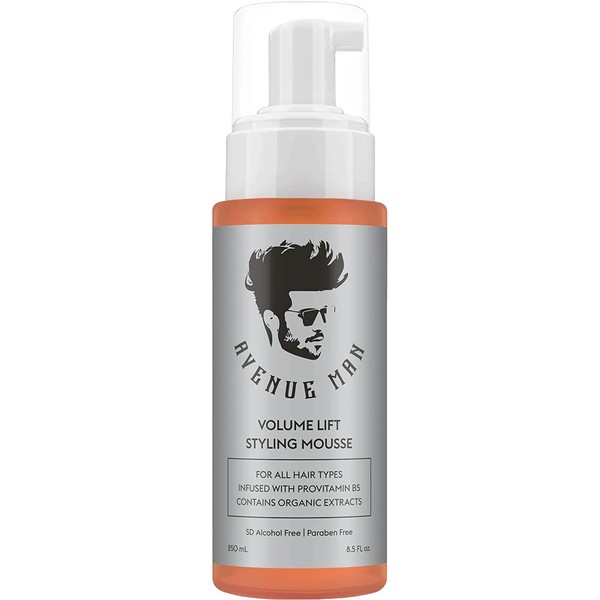 Avenue Man Volume Lift Mousse (8.5 oz) - Styling Hair Products for Men - Ultimate Volume & Control Foam with Herbal Extracts for All Hair Types - Alcohol & Paraben Free - Made in the USA