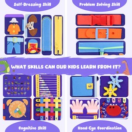 Busy Board for Toddlers, Montessori Sensory Toys Activity Board for Fine Motor Skills, Preschool Educational Learning Gifts for 1 2 3 4 5 Year Old Girls & Boys, Autism Toys, Car Airplane Travel Toy