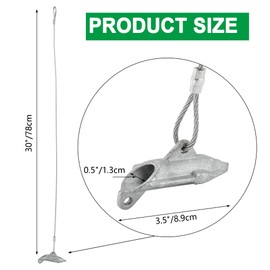 6 Pack Drive-In Ground Earth Anchors with Rod, 30inch Cable Earth Anchor Heavy Duty for High Winds, Easy Hook Anchor for Fixing Shed, Carports, Tent, Swing Set, Greenhouse, Gazebo.