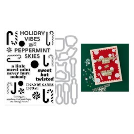 Spellbinders DC321 Hero Arts A Little Merri-Mint Stamp & Cut Set from The Candy Cane Season Collection