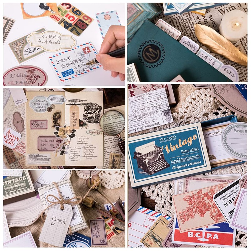 TNYKER 60pcs Antique Retro Mini Memo Junk Journal Collage Notebook