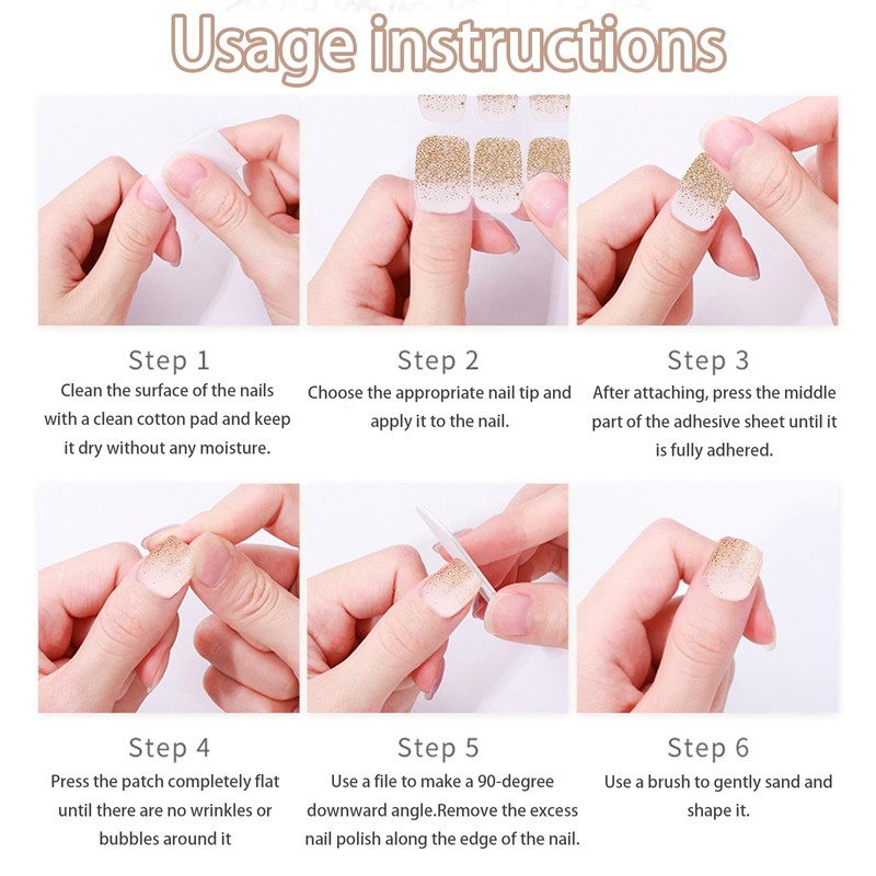 AYNKH 1 Satz UV-Kleber-Nagelsticker, Selbstklebende Gel-Nagelsticker, Kann Zum Verzieren Der