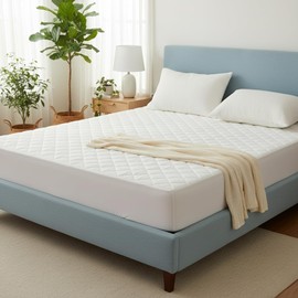 IMFAA Quilted Single Mattress Protector & Mattress Topper, Soft Breathable Quilted Pad, Extra Deep 30cm Fitted Stretch Skirt, Anti-Allergy Noiseless Bed Cover, Machine Washable (90x190+30) Cm