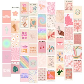 Pink Room Decor Aesthetic Danish Pastel, 50pcs Blush Pink Wall Decor, Danish Pastel and Preppy Wall Collage Kit Aesthetic Pictures, Preppy Room Decor, Preppy Bedroom Wall Decor for Teen Girls Trendy Stuff