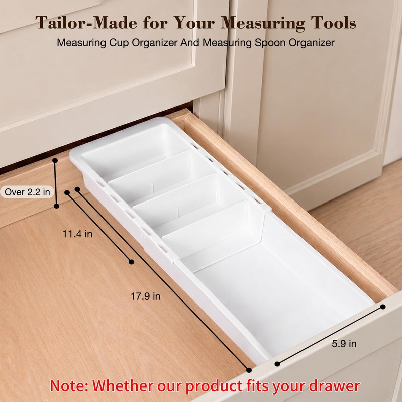 Expandable Measuring Cup Organizer & Measuring Spoon Organizer for Deep