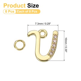 sourcing map 8 Pcs Letter Charm Bulk Initial Charm Alphabet Charm Pendant for Necklace Bracelet Earring Jewelry Making Diy, Gold-U