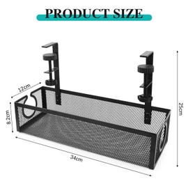 TNOMSNO Cable Management Desk, Cable Management Under Desk Drill-Free Undertable Cable Management Clampable Cable Organiser Tray Cable Management for Home Office Black