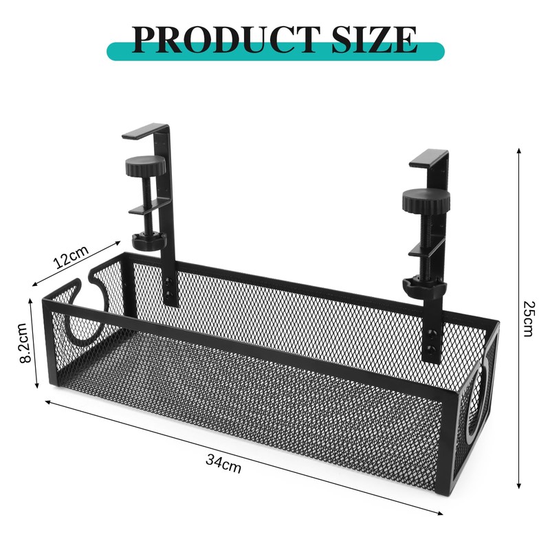 TNOMSNO Cable Management Desk, Cable Management Under Desk Drill-Free Undertable