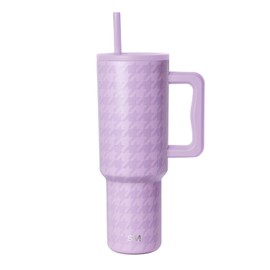 Simple Modern 40 oz Tumbler with Handle and Straw Lid | Insulated Cup Reusable Stainless Steel Travel Water Bottle Cupholder Use | Gifts for Women Him Her | Trek Collection | Purple Breeze Houndstooth