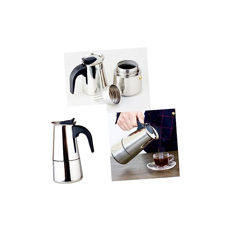Cafetera de Acero Inoxidable para Moka, 200ml, Uso Doméstico