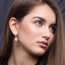 Austrian Crystal Cube Drop Dangle Earrings for Women 14K Gold Plated Hypoallergenic Jewelry (Topaz)