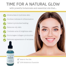 Blue Tansy Face Oil - Skin Glowing Serum. Collagen Support. Promotes Clear Skin Naturally. Wrinkle & Pore Minimizer. Natural, Vegan Facial Moisturizer. 2 oz - Size: Sample Size (2ml)