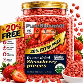 WildSap Emeralds Freeze Dried Strawberry Dices - 19.2oz Bulk Family Size Canned, 100% Fruit No Added Sugar Unsweetened Strawberry Pieces, Non-GMO Crunchy Fruit Snacks for Cereal, Yogurt & Baking