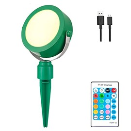 BIGMONAT Cordless Landscape Light Rechargeable, Color Changing Planter Spotlight Indoor Outdoor, RGB Garden Lighting with Remote, Waterproof Ground Light for Potted Tree Patio Yard Decor