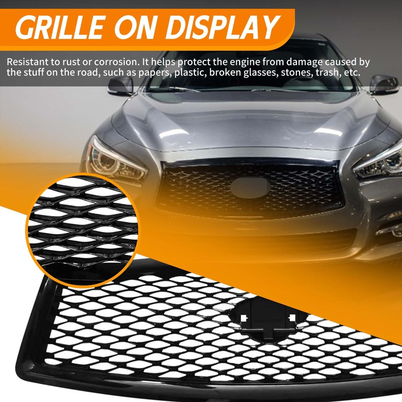 YLT AUTO Front Bumper Cover Upper Grille Replacement Shroud Front