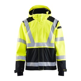 Blaklader Men's Watertight High Visibility Reflective Hi-Vis Premium Shell Safety Jacket, Yellow/Black Hivis