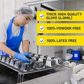 72HRS Nitrile Disposable All Purpose Gloves - 4 mil, Latex Free and Power Free, Food Grade Multipurpose Gloves (100 Pieces, Large)