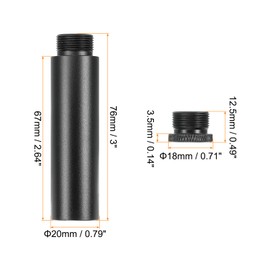 sourcing map 1 Set Microphone Stand Extension Tube 5/8 Thread 3/8 Female x 5/8 Male