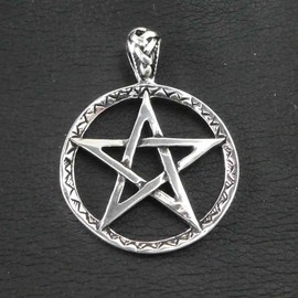 Drachensilber Wicca Pendant Pentagram Jewellery 925 Silver Witch Star Pendant Drud's Foot, Silver, No Stone
