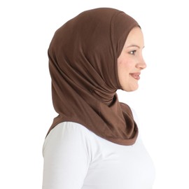 Prien Sport Instant Hijab For Women, Muslim Cotton Turban, Soft Head Scarf, Ready To Wear Hijabs Prayer Clothes, Islamic Wear (Brown)