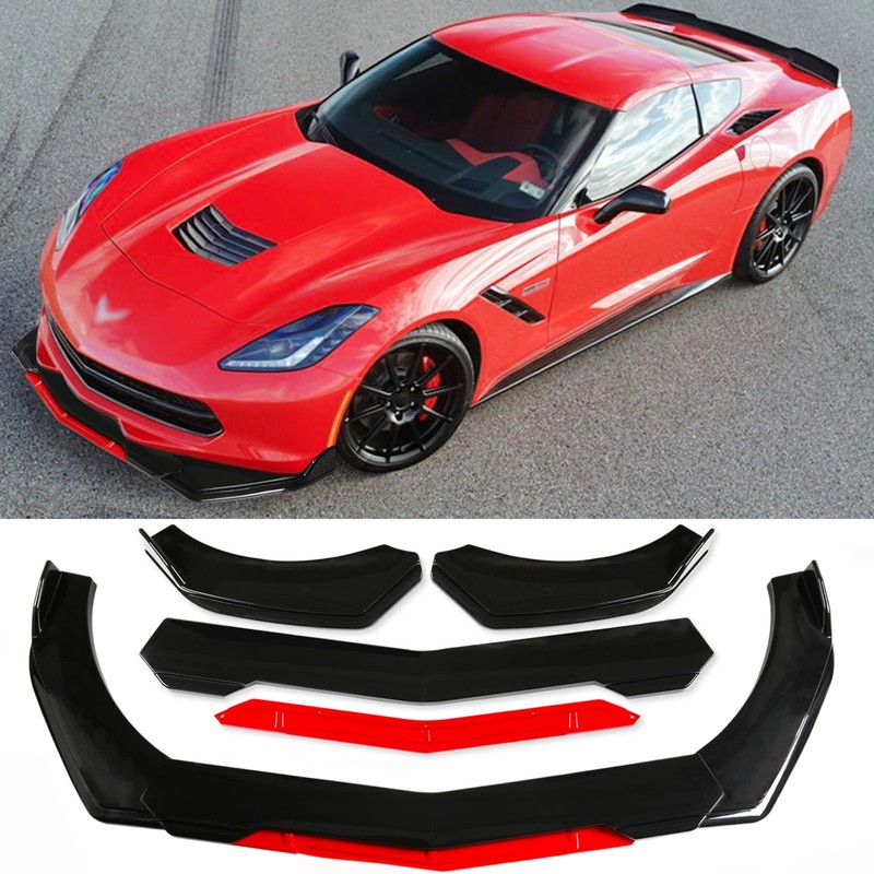 DEERMOTO Universal Front Lip for Car,4 PCS Kit Front Bumper