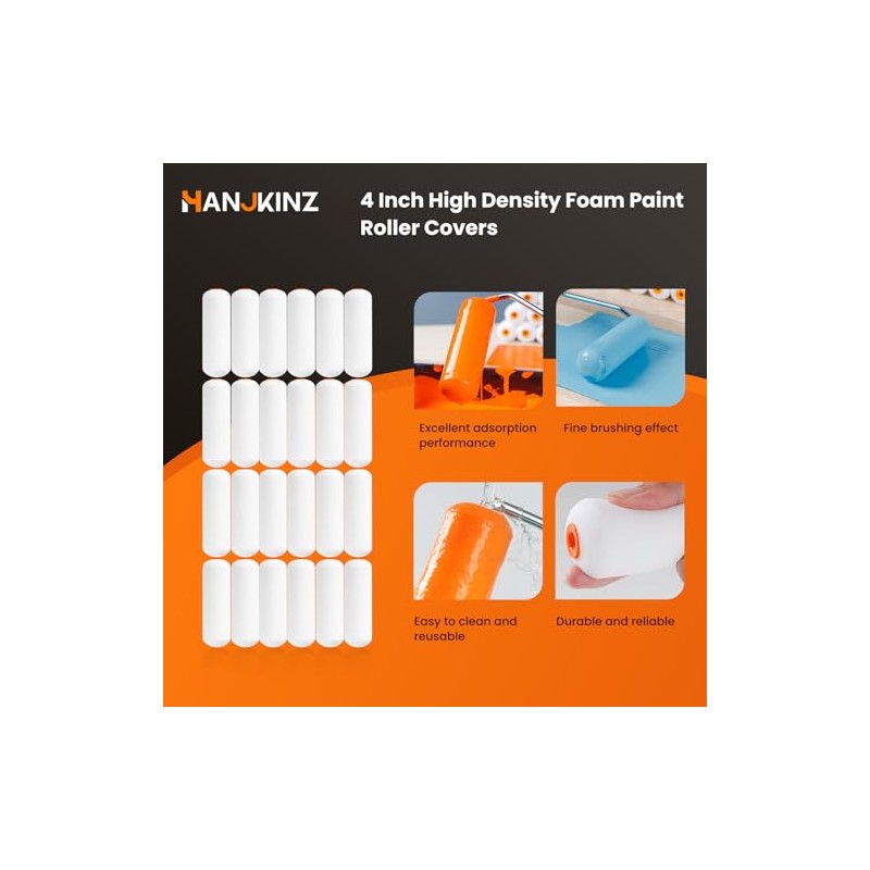 Foam Paint Roller, 24 Pack, 4 Inch Mini Paint Roller