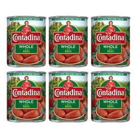 Contadina Whole Peeled Tomatoes with Basil, 28 oz (Pack of 6 Cans)