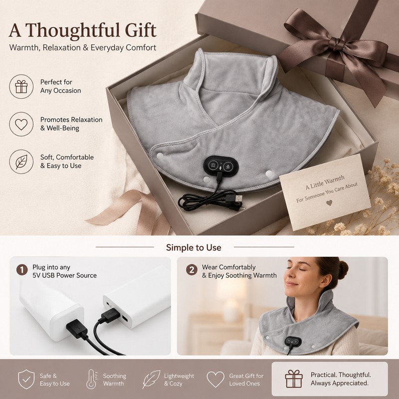 Heated Neck and Shoulder Wrap for Relaxation – 3-Level Warming