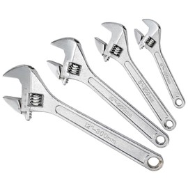 Okllen Set of 4 Adjustable Wrench Set, 6/8/10/12-Inch, Forged Cr-V Steel Crescent Wrench with Metric Scales, Heat Treated & Chrome Plated