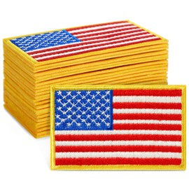 Okuna Outpost 24 Pack of Iron On American Flag Patches for Patriotic Accessories, Embroidered USA Patch Set for Clothing