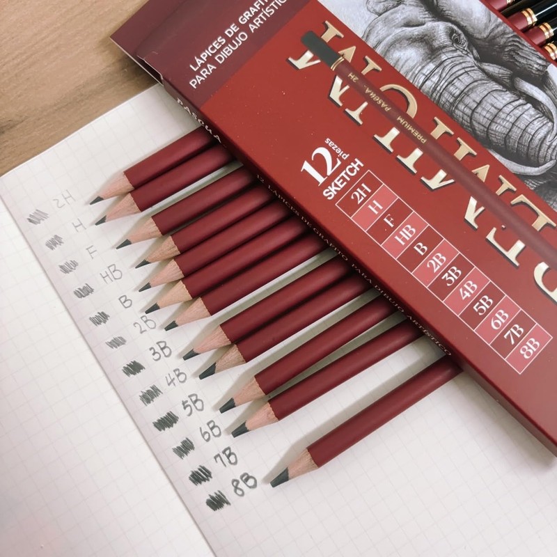 Juego de 12 Lápices de Grafito para Dibujo Artístico Profesional,