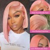 Pink Lace Front Bob Wig Human Hair, Gluleless 13x6 Lace