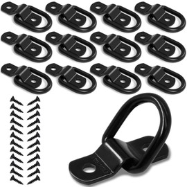 KOPKIO 12PCS D Ring Cargo Tie Down Anchors 1/4" D-Rings Tie Down Lashing Ring for Trailer Truck Pickup Camper Surface Mount,Heavy Duty Tie Down Ring 2400 Pound Capacity