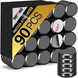 DIYMAG 90Pcs Magnets for Crafts 0.7 * 0.12inch Strong Adhesive Ceramic Magnet Small Round Circle Button Sticky Magnetics Dots Heavy Duty Double Sided for Refrigerator Fridge with Backing for School
