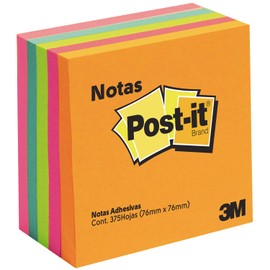 Post-it Notas Adhesivas, Coleccin Capetown, 7.6cm x 7.6 cm, 5 pads, 75 hojas por pad                                                                  