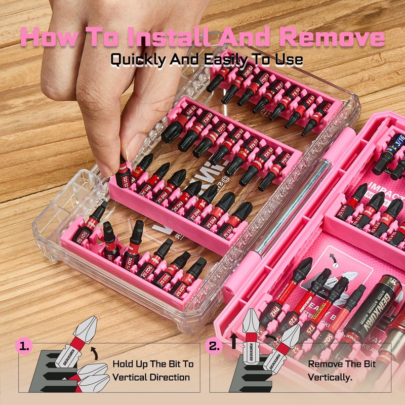 Geinxurn 48Pieces Impact Screwdriver Bits Set, Magnetic S2 Steel Phillips/Slotted/Square/Torx