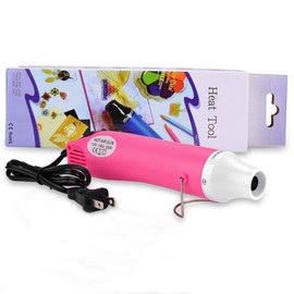 Hand Hold Mini Heat Gun Hot Air Gun Embossing Multi-Purpose Heat Tool with Dotting Tool（Pink）