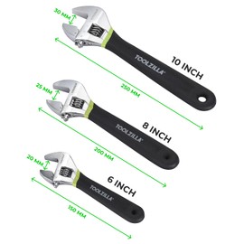 TOOLZILLA Adjustable Wrench - Set of 3 Hexagonal Wrenches Quick and Accurate Size Adjustment for Various Tasks - Durable Construction for Home, Garage, Workshop, Plumbing, and More