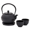 Juvale Cast Iron Teapot, Japanese Tetsubin Kettle Set with 2