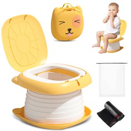2025 Upgraded Portable Potty Training, Travel Potty for Toddler, portable toilet for kids Foldable, Apply to Seat Emergency Toilet for Camping, Outdoor,Car, Indoor (Yellow)