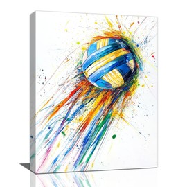 Banksy Volleyball Wall Art Sport Street Graffiti Pictures Colorful Volleyball Sports Wall Decor Canvas Print Painting Artwork for Gym Bedroom Living Room 12"x16"