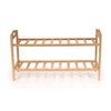 BambooMN 2-Tier Bamboo Wood Shoe Rack, for Entryway or Doorway