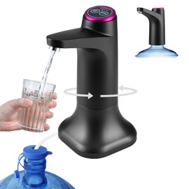 Portable Water Bottle Pump for 5 Gallon Jug, Camping USB Rechargeable Water Pump w/3 Flow Modes, 1200mAh Battery, Lightweight Bottled Water Dispenser for Home, RV, Outdoors, Fits 1-5 Gallon Bottles