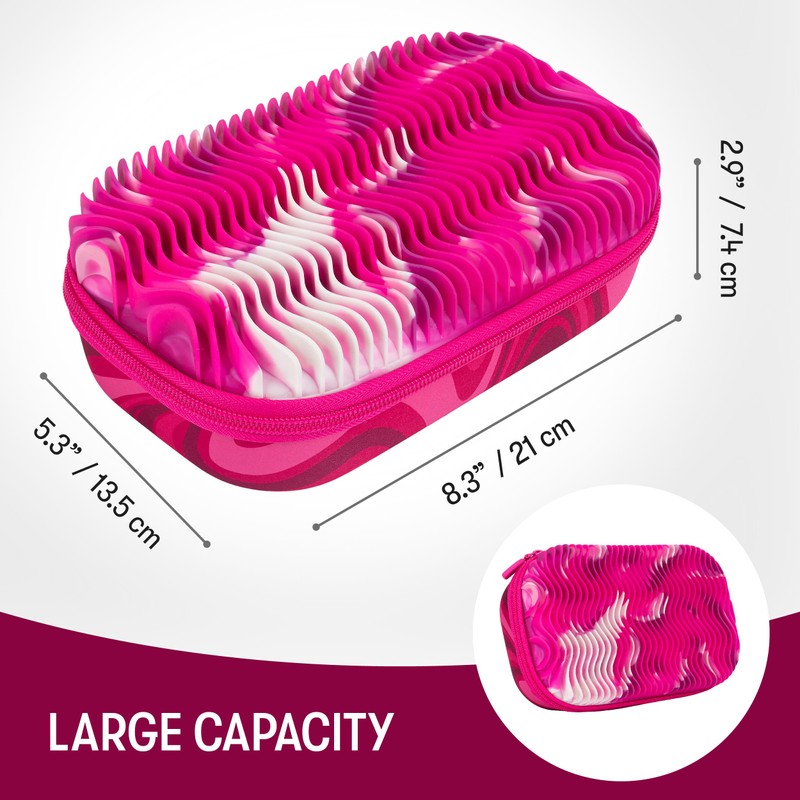 ZIPIT Wavy Pen Box, Pink Shapes, wavy