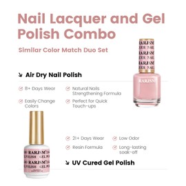 RARJSM Light Pink Nude Gel Nail Polish 2pcs Set,Gel and Lacquer Combo,Light Pink Air Dry Nail Lacquer and Nude Pink Gel Polish LED UV Curing Requires French Manicure DIY Nail Art Home Salon 15ml