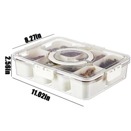 Plastic Divided Serving Tray with Lid and Handle Snack Box Charcuterie Container Portable Snack Platters Organizer for Candy, Fruits, Snacks, Nuts, for Party, Entertaining, Picnic (8 compartments)