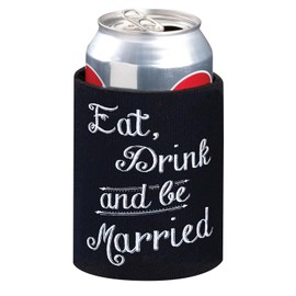 Lillian Rose Married Can Cup Cozy Wedding Favors, 4", Black