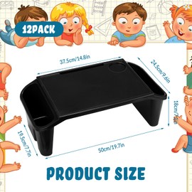 Kisston Kids Lap Desk Tray Bulk 19.7" x 9.8" x 7.1" Bed Table Plastic Portable Activity Tray with Extra Storage Space for Kids Students Eating Work Study School Classroom(Black,20 Pcs)