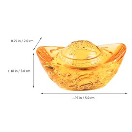 WOFASHPURET Crystal Lucky Ingot Crystal Figurines Feng Shui Crystal Yuan Bao Crystal Carving Ingot Golden Tone Ingot Dragon Yuan Bao Decor Ornament Crystal Ingot Chinese Style China Office