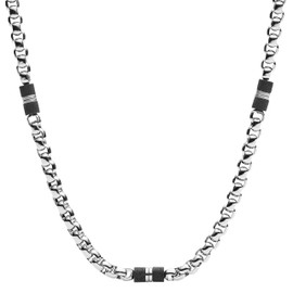 Fossil Necklace for Men Dress, Length: 450mm + 50mm Silver Stainless Steel Necklace, JF03314040